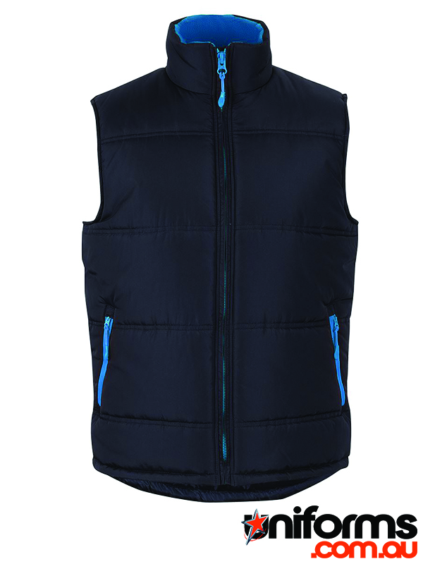 Showcasing the JB'S Adult Contrast Puffer Vest 3ACV in Black Aqua.