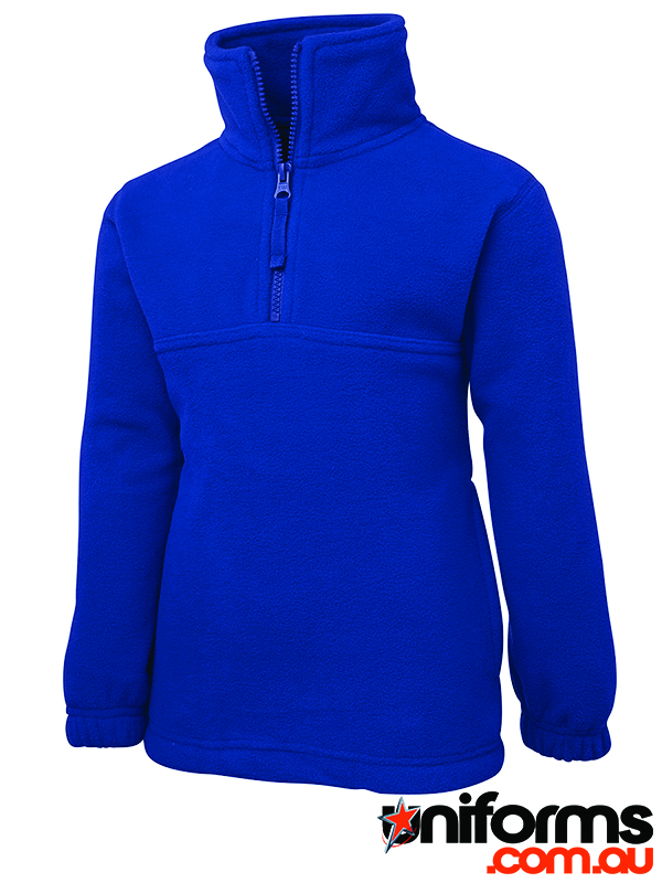 Showcasing the  JB’s Kids Half Zip Polar Top 3KP in Royal.