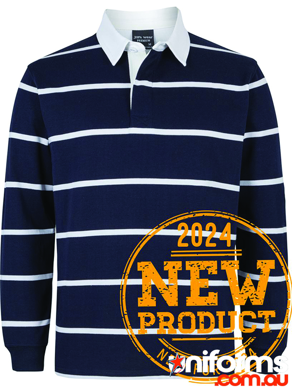 A JB'S Yarn Dyed Rugby 3RYD showcasing Navy White colour.