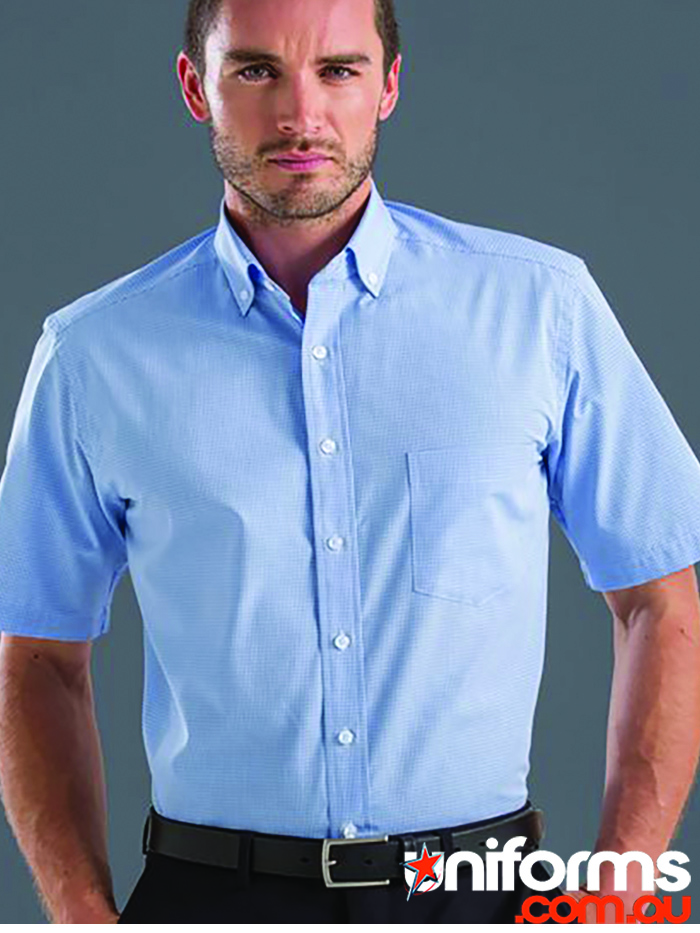 Keval Blue Short Sleeve Multi Check Shirt - SKU 455-JK - Perfect for Professional Settings