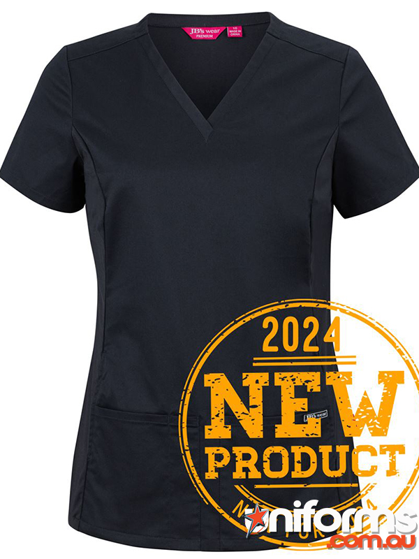 JB's Ladies Premium Stretch Panel Scrub Top 4SUT1 in Black