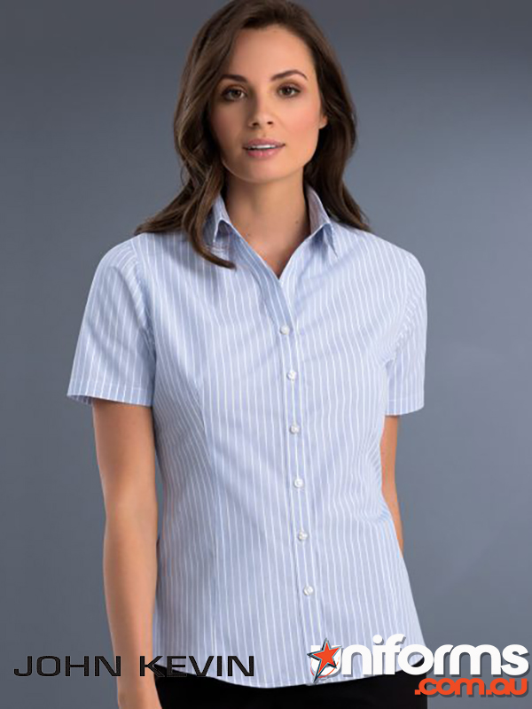 719 Blue     Womens Slim Fit Short Sleeve Pinfeather  1629959427 324