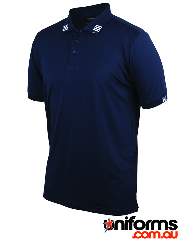 Showcasing the JB's Podium 4 Stripe Short Sleeve Stretch Polo 7S4P in Navy White.