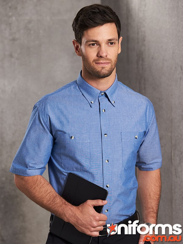 Winning Spirit Chambray SS Shirt (BS03S) - Available in various sizes, ensuring a perfect fit for every professional.