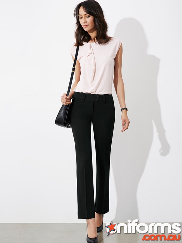 Biz Collection Kate Perfect Pant (BS507L) - Back view in black, offering a sleek silhouette for professional attire.