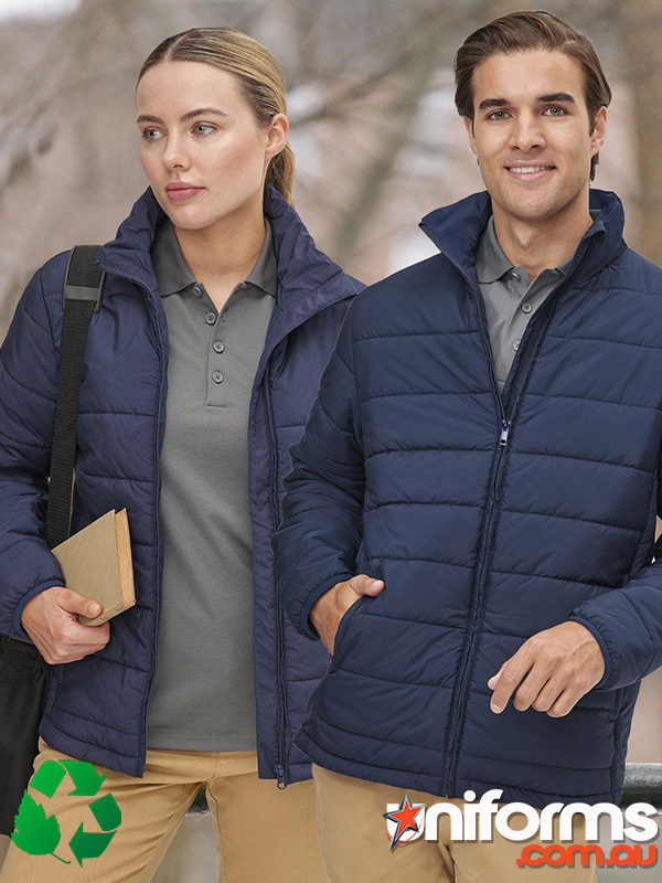 Ladies 3D Cut Sustainable Insulated Puffer Jacket in Navy - Eco-Friendly and Stylish Winter Wear