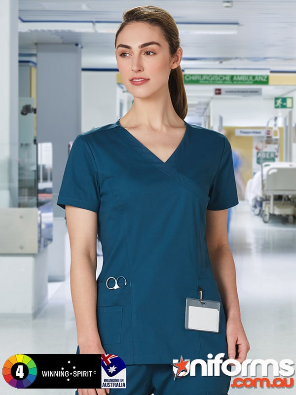 Winning Spirit Ladies Scrub Top (M7640) - Size information for the perfect fit, ensuring comfort during long shifts.