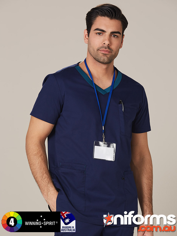 M7650 MENS V NECK CONTRAST TRIM SCRUB TOP  1589339459 475