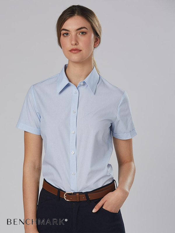 Winning Spirit Women's Fine Stripe Short Sleeve Shirt - SKU M8211