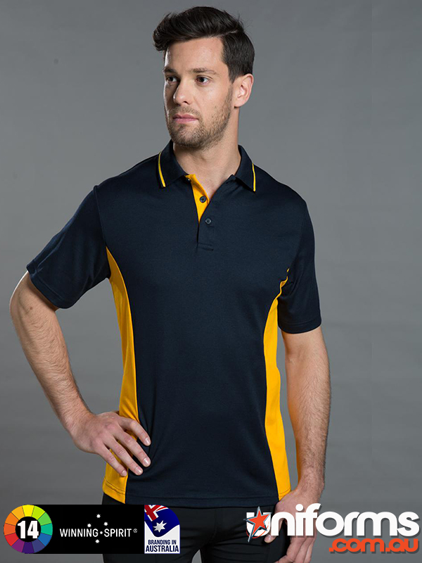 Winning Spirit Team Mate Polo in Bottle and Gold - SKU PS73