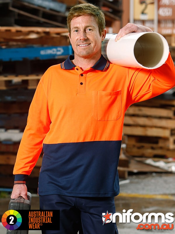 Winning Spirit HiVis CoolDry Safety L/S Polo (SW05TD) - High-Visibility Workwear for Safety and Comfort
