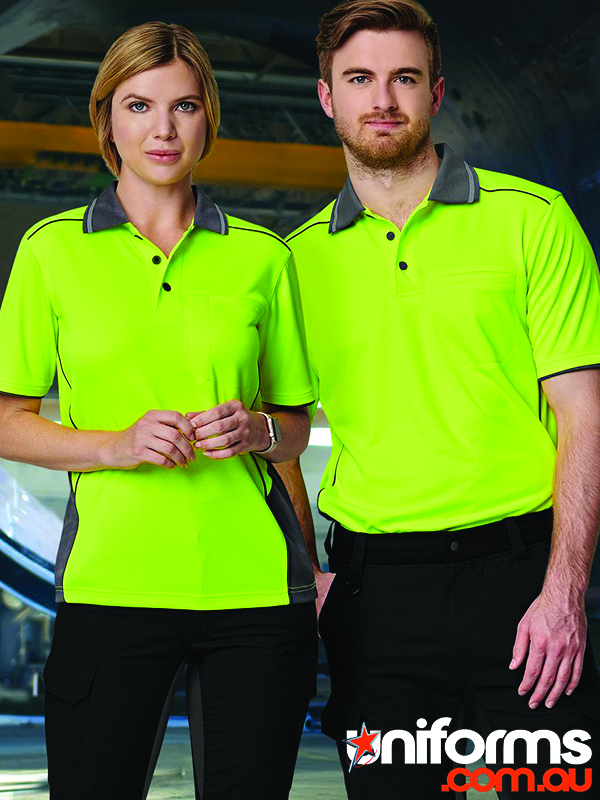 Winning Spirit HiVis Bamboo Charcoal Vented Polo (SW79). This eco-friendly polo offers high visibility, comfort, and durability for people in various industries.