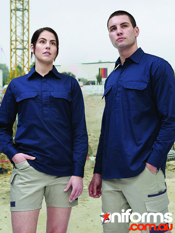 Winning Spirit Unisex Cool Breeze Closed Front-LS Work Shirt (WT12). Lightweight and easy to care for, this shirt is a must-have for any work wardrobe.