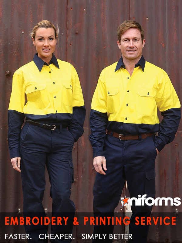 Winning Spirit AIW Safety Cotton Drill L/S Shirt (SW54). Size chart for perfect fit and comfort in various work conditions.